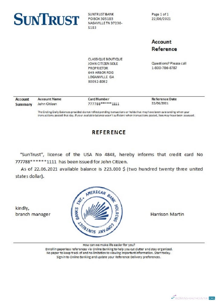 Download USA Suntrust reference Photoshop template